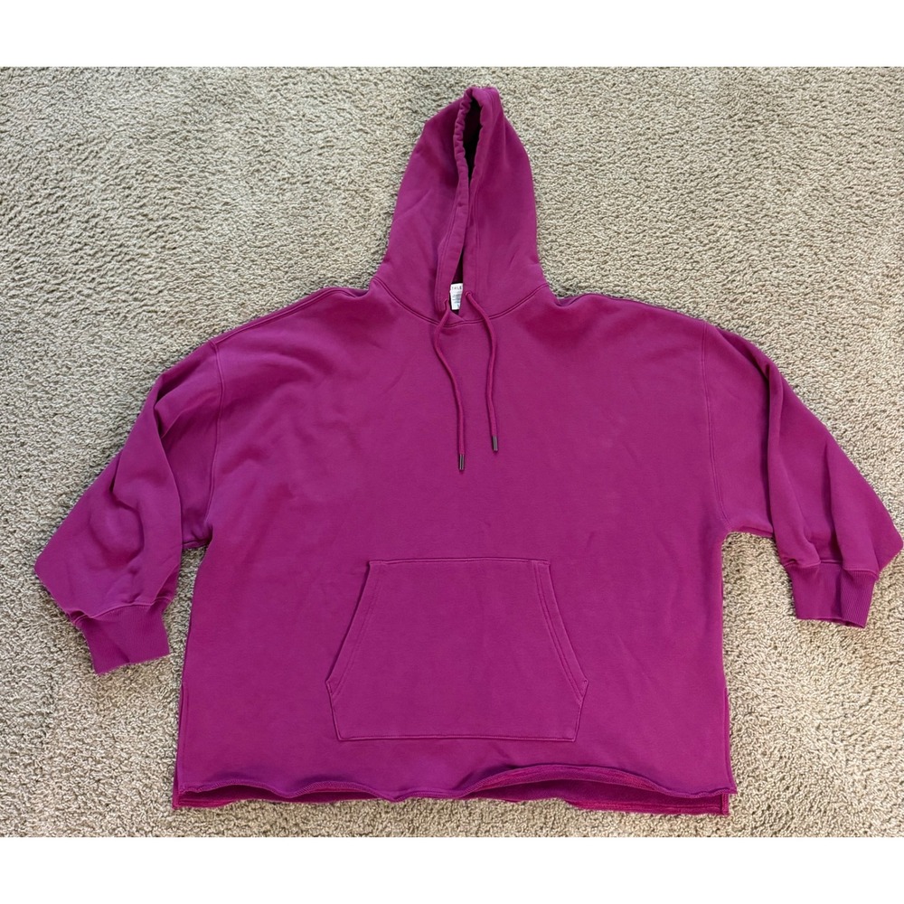 Athleta Womens Magenta Purple Oversized French Terry Hoodie Sweatshirt Large